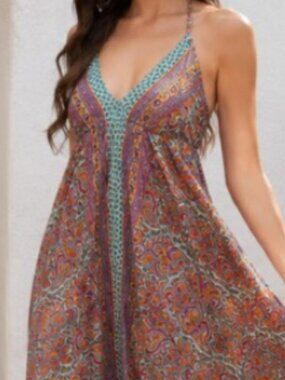 ADLG Bohemian Silk Halter Neck Dress Silk NWT